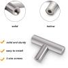 imageProbrico 50 Pack 5quot Hole Center Solid Brushed Nickel Stainless Steel Kitchen Cabinet Handles Modern Euro T Bar Pulls Kitchen Cupboard Handles Dresser Drawer Pulls 735quot LengthFurniture Hardwarehole center Single Hole