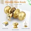 imageProbrico Black Door Knobs for Bedroom Bathroom Interior Door Knob with Round Ball Matte Black Privacy Door Knob 6 PackBrushed Brass