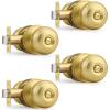 imageProbrico Black Door Knobs for Bedroom Bathroom Interior Door Knob with Round Ball Matte Black Privacy Door Knob 6 PackBrushed Brass