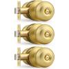 imageProbrico Black Door Knobs for Bedroom Bathroom Interior Door Knob with Round Ball Matte Black Privacy Door Knob 6 PackBrushed Brass