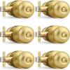 imageProbrico Black Door Knobs for Bedroom Bathroom Interior Door Knob with Round Ball Matte Black Privacy Door Knob 6 PackBrushed Brass