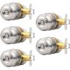 imageProbrico Black Door Knobs for Bedroom Bathroom Interior Door Knob with Round Ball Matte Black Privacy Door Knob 6 PackBrushed Nickel