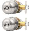 imageProbrico Black Door Knobs for Bedroom Bathroom Interior Door Knob with Round Ball Matte Black Privacy Door Knob 6 PackBrushed Nickel