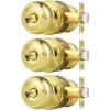 imageProbrico Black Door Knobs for Bedroom Bathroom Interior Door Knob with Round Ball Matte Black Privacy Door Knob 6 PackPolished Brass