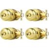 imageProbrico Black Door Knobs for Bedroom Bathroom Interior Door Knob with Round Ball Matte Black Privacy Door Knob 6 PackPolished Brass