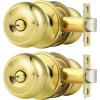 imageProbrico Black Door Knobs for Bedroom Bathroom Interior Door Knob with Round Ball Matte Black Privacy Door Knob 6 PackPolished Brass