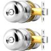 imageProbrico Black Door Knobs for Bedroom Bathroom Interior Door Knob with Round Ball Matte Black Privacy Door Knob 6 PackPolished Chrome