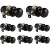 imageProbrico Interior Door Knob for Hallway Black Door Knobs Closet Door Knob Passage Door Knob with Round Ball Knob 6 PackBlack