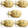imageProbrico Interior Door Knob for Hallway Black Door Knobs Closet Door Knob Passage Door Knob with Round Ball Knob 6 PackBrushed Brass