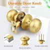 imageProbrico Interior Door Knob for Hallway Black Door Knobs Closet Door Knob Passage Door Knob with Round Ball Knob 6 PackBrushed Brass