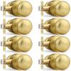 imageProbrico Interior Door Knob for Hallway Black Door Knobs Closet Door Knob Passage Door Knob with Round Ball Knob 6 PackBrushed Brass