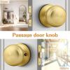 imageProbrico Interior Door Knob for Hallway Black Door Knobs Closet Door Knob Passage Door Knob with Round Ball Knob 6 PackBrushed Brass