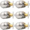 imageProbrico Interior Door Knob for Hallway Black Door Knobs Closet Door Knob Passage Door Knob with Round Ball Knob 6 PackBrushed Nickel