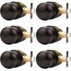 imageProbrico Interior Door Knob for Hallway Black Door Knobs Closet Door Knob Passage Door Knob with Round Ball Knob 6 PackOil Rubbed Bronze