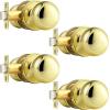 imageProbrico Interior Door Knob for Hallway Black Door Knobs Closet Door Knob Passage Door Knob with Round Ball Knob 6 PackPolished Brass
