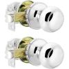 imageProbrico Interior Door Knob for Hallway Black Door Knobs Closet Door Knob Passage Door Knob with Round Ball Knob 6 PackPolished Chrome
