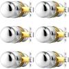 imageProbrico Interior Door Knob for Hallway Black Door Knobs Closet Door Knob Passage Door Knob with Round Ball Knob 6 PackPolished Chrome