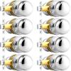 imageProbrico Interior Door Knob for Hallway Black Door Knobs Closet Door Knob Passage Door Knob with Round Ball Knob 6 PackPolished Chrome