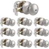 imageProbrico Keyless Privacy Door Knobs Bedroom Bathroom Locking Door Knob Brushed Nickel Door Knob with Lock No Key Modern Flat Ball Interior Door Handles 10 PackBrushed Nickel