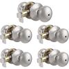 imageProbrico Keyless Privacy Door Knobs Bedroom Bathroom Locking Door Knob Brushed Nickel Door Knob with Lock No Key Modern Flat Ball Interior Door Handles 10 PackBrushed Nickel