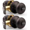 imageProbrico Privacy Door Knobs Black Round Ball Door Knobs Interior Door Knobs Bedroom Bathroom Door knobs Locking Door Knobs Without Key 10 PackOil Rubbed Bronze