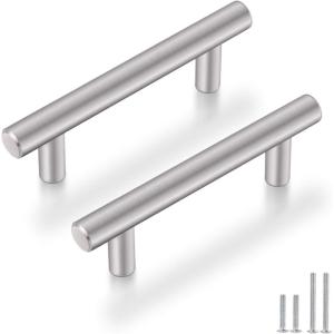 imageProbrico 50 Pack 5quot Hole Center Solid Brushed Nickel Stainless Steel Kitchen Cabinet Handles Modern Euro T Bar Pulls Kitchen Cupboard Handles Dresser Drawer Pulls 735quot LengthFurniture Hardwarehole center 3