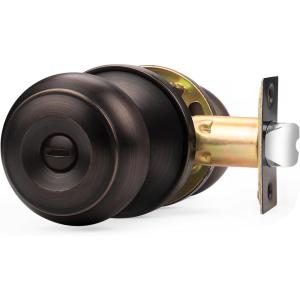 imageProbrico Black Door Knobs for Bedroom Bathroom Interior Door Knob with Round Ball Matte Black Privacy Door Knob 6 PackOil Rubbed Bronze