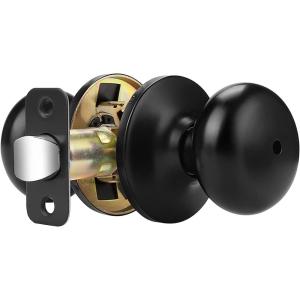 imageProbrico Keyless Privacy Door Knobs Bedroom Bathroom Locking Door Knob Brushed Nickel Door Knob with Lock No Key Modern Flat Ball Interior Door Handles 10 PackBlack