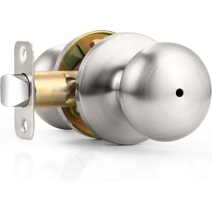 imageProbrico Privacy Door Knobs Black Round Ball Door Knobs Interior Door Knobs Bedroom Bathroom Door knobs Locking Door Knobs Without Key 10 PackBrushed Nickel