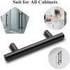 imageProbrico 1 Pair Clip On Full Overlay Frameless Hinges ampamp 25 Pack 3 inch Hole Center Black Cabinet Pulls Furniture Cabinet Door Concealed Hinges Drawer Pulls Euro T Bar Handles
