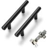 imageProbrico 1 Pair Clip On Full Overlay Frameless Hinges ampamp 25 Pack 3 inch Hole Center Black Cabinet Pulls Furniture Cabinet Door Concealed Hinges Drawer Pulls Euro T Bar Handles