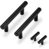 imageProbrico 15 Pack Flat Black Single Hole Cabinet Knobs 2quot Drawer Handle Pulls ampamp 30 Pack  3 Hole Center Cabinet Pulls Black Stainless Steel Kitchen Drawer Pulls Cabinet Pulls 5 inch Overall Length