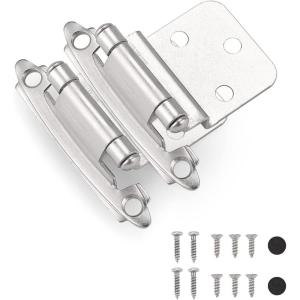 imageProbrico Satin Nickel Cabinet Hinges 38 Inch Overlay Door Hinges for Kitchen Cabinets  5 Pair10 Pieces Decorative Self Closing Cupboard Hinges Face MountNickel