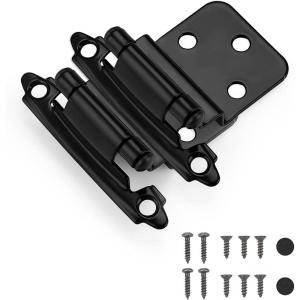 imageProbrico Satin Nickel Cabinet Hinges 38 Inch Overlay Door Hinges for Kitchen Cabinets  5 Pair10 Pieces Decorative Self Closing Cupboard Hinges Face MountMatte Black