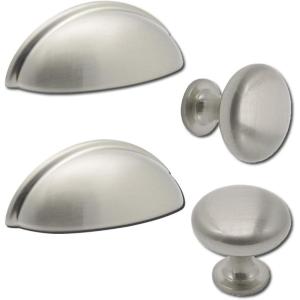imageProbrioco 12 Pack 3quot Drawer Pulls Satin Nickel Cabinet Cup Pulls ampamp 15 Pack 1316 inch Nickel Kitchen Cabinet Knobs Round Kitchen Drawer Dresser Handles Kithchen Cabinets Pulls and Knobs for Bedroom