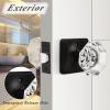 imageProbrico Crystal Door Knobs with Lock Octagon Shape Heavy Duty Glass Privacy Knobs for Bed and Bath with Black Round Rosette 2 Pack