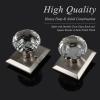 imageProbrico Glass Door Knob Interior Crystal Closet Door Knobs with Square Brushed Nickel Plate Heavy Duty Passage Door Knobs for Closet and Hall Doors 1 Pack
