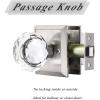 imageProbrico Glass Door Knob Interior Crystal Closet Door Knobs with Square Brushed Nickel Plate Heavy Duty Passage Door Knobs for Closet and Hall Doors 1 Pack