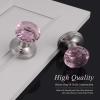 imageProbrico NonLocking Door Handles Interior for Hallway and Closet 5 Pack Crystal Door knobs Passage in Round Faceted Diamond Shape Heavy Duty Pink Glass Door Knob with Brushed Nickel Round Rosette