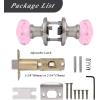 imageProbrico NonLocking Door Handles Interior for Hallway and Closet 5 Pack Crystal Door knobs Passage in Round Faceted Diamond Shape Heavy Duty Pink Glass Door Knob with Brushed Nickel Round Rosette