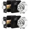 imageProbrico Crystal Door Knobs with Lock Octagon Shape Heavy Duty Glass Privacy Knobs for Bed and Bath with Black Round Rosette 2 Pack