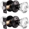 imageProbrico Diamond Crystal Door Knobs with Lock Heavy Duty Glass Privacy Knobs for Bed and Bath Oil Rubbed Bronze Round Rosette 2 Pack