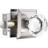 imageProbrico Glass Door Knob Interior Crystal Closet Door Knobs with Square Brushed Nickel Plate Heavy Duty Passage Door Knobs for Closet and Hall Doors 1 Pack