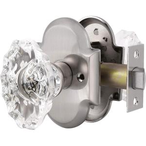imageProbrico Arched Rosette Oval Shape Interior Door Handle Heavy Duty Crystal Passage Door Knobs for Hallway and Closet Keyless NonLocking Passage Door Handle in Brushed Nickel Finish1Pack