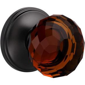 imageProbrico Half Dummy Door Knob Interior for HallwayCloset 1 Pack NonTurning Single Dummy Crystal Door Knobs Diamond Dark Brown Glass Door Knobs with Black Round Rosette