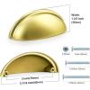 imageProbrico 10 Pack Modern Drawer Pulls Gold Cabinet Cup Pulls 3 Inch76mm Hole Center Drawer Handles Knobs Shell Style Cabinet Handles for Bathroom Kitchen Cabinet PullsGold
