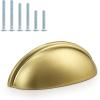 imageProbrico 10 Pack Modern Drawer Pulls Gold Cabinet Cup Pulls 3 Inch76mm Hole Center Drawer Handles Knobs Shell Style Cabinet Handles for Bathroom Kitchen Cabinet PullsChampagne Bronze