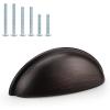 imageProbrico 12 Pack Gold Cabinet Handles Bin Cup Drawer Pulls 3 Inch76mm Hole Center Kitchen Cabinet Hardware Bedroom Bathroom Cabinet Cup Pulls Shell Style Modern Drawer Handles KnobsOil Bronze