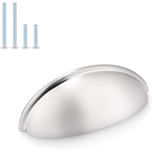 imageProbrico 10 Pack Modern Drawer Pulls Gold Cabinet Cup Pulls 3 Inch76mm Hole Center Drawer Handles Knobs Shell Style Cabinet Handles for Bathroom Kitchen Cabinet PullsBrushed Nickel