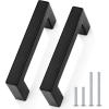 imageProbrico 10 Pack Flat Black Modern Cabinet Handles 5 Inch128mm Hole Center Stainless Steel Drawer Dresser Pulls Square Kitchen Cabinet HardwareBlack